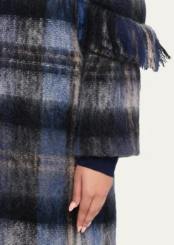 LoeweSingle-Breasted Plaid Wool Fringe Long Coat