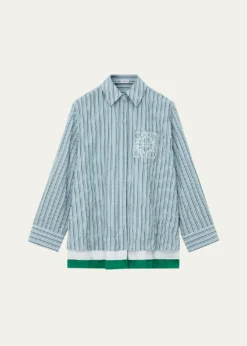 LoeweStriped Crinkled Cotton Button-Down Shirt