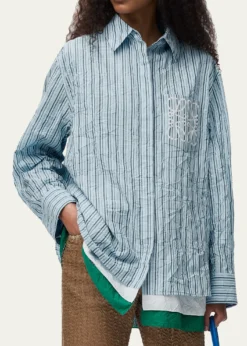 LoeweStriped Crinkled Cotton Button-Down Shirt