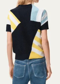 LoeweStriped Fuzzy Knit Short-Sleeve Sweater