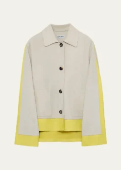LoeweTurn Up Leather Colorblock Jacket