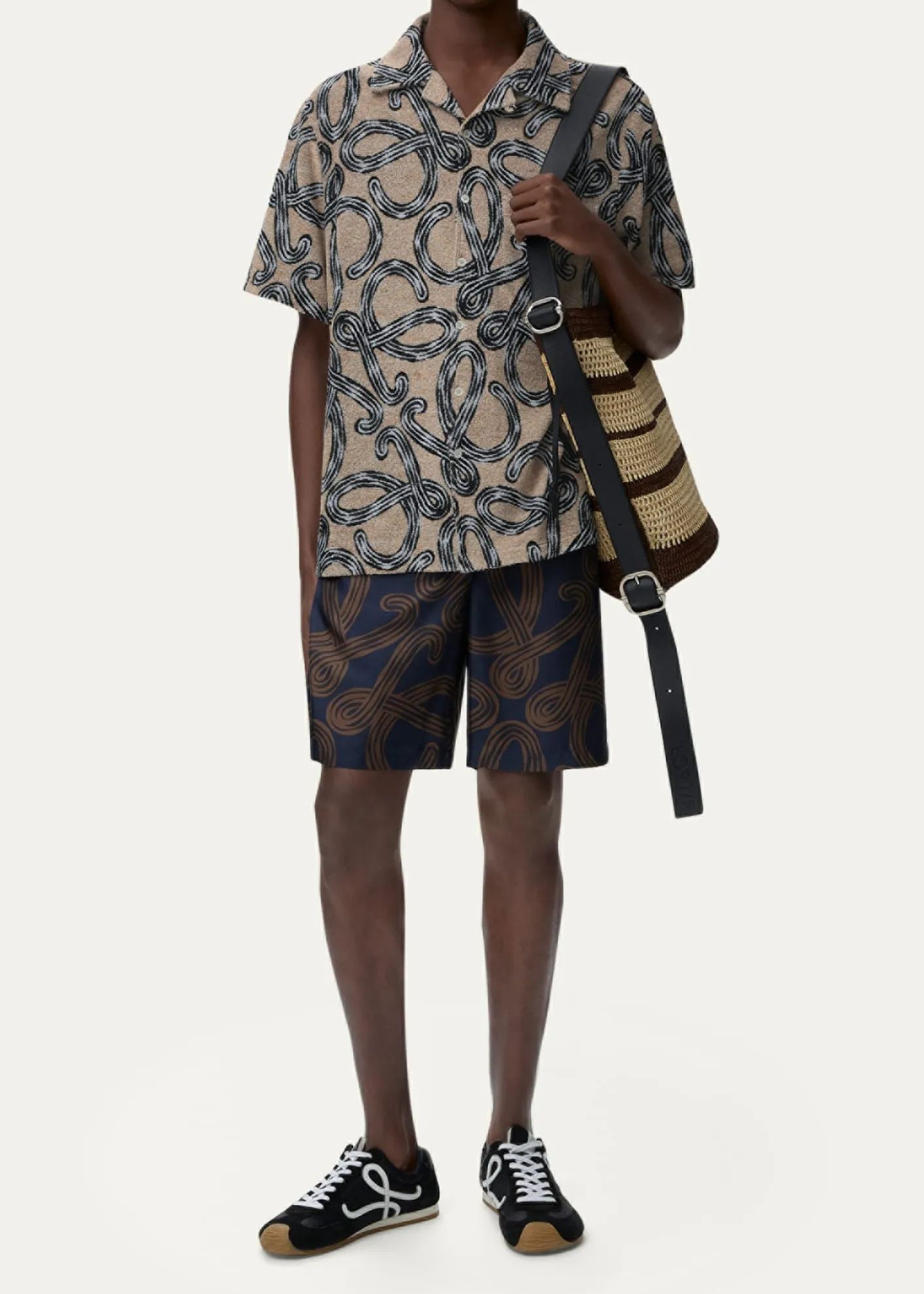 Loewex Paula's Ibiza Men's Towel Terry Jacquard L-Script Short-Sleeve Shirt