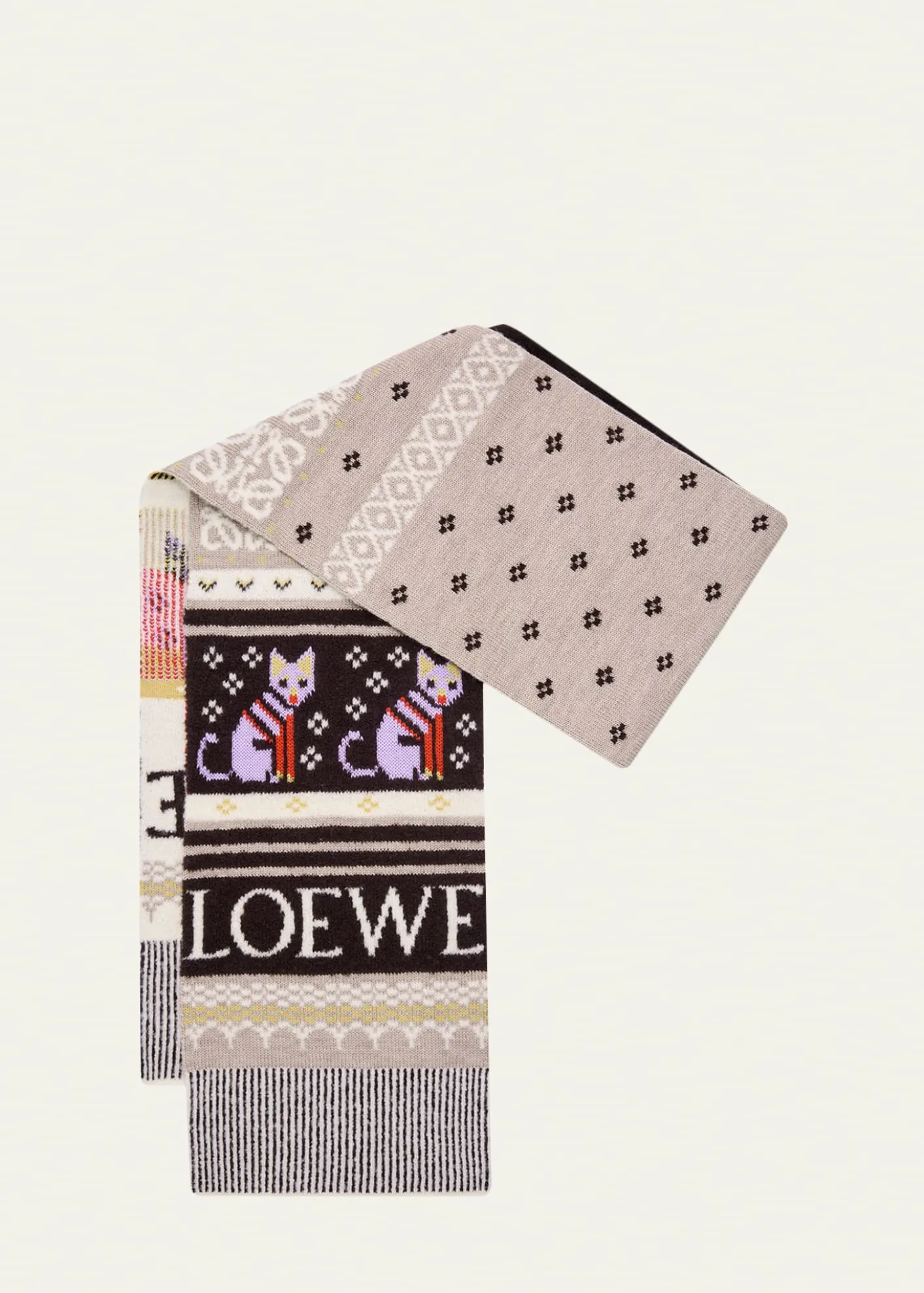 Loewex Louis Wain Futurist Cat Fair Isle Scarf