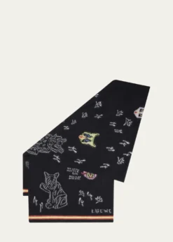 Loewex Louis Wain Futuristic Cats Intarsia Scarf