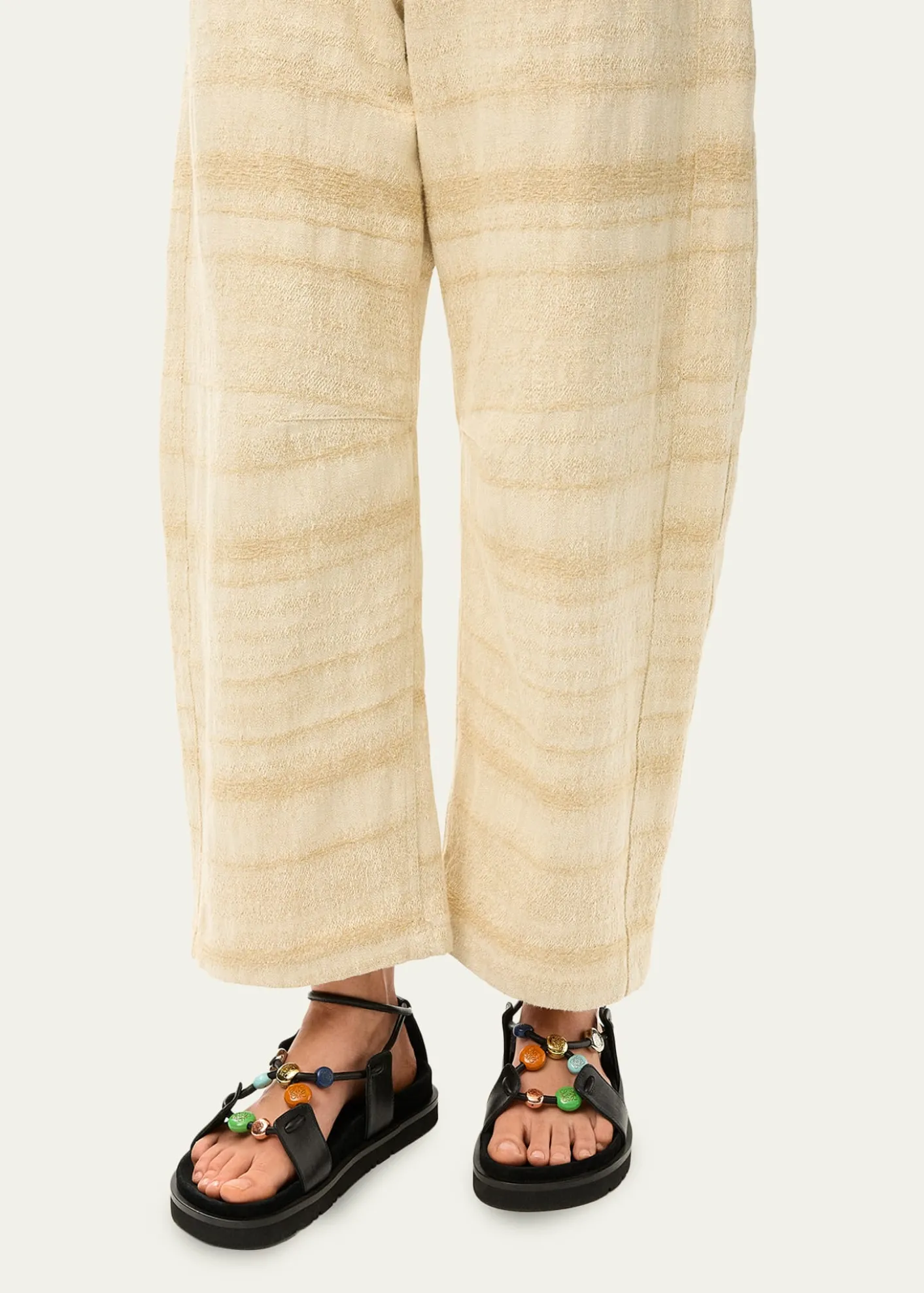 Loewex Paula's Ibiza Anagram Pebble Bead Leather Sandals