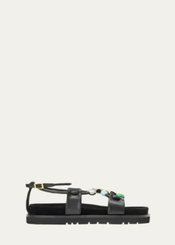 Loewex Paula's Ibiza Anagram Pebble Bead Leather Sandals