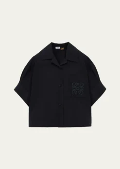 Loewex Paula's Ibiza Anagram Short-Sleeve Button-Down Shirt