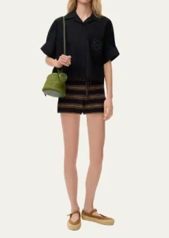 Loewex Paula's Ibiza Anagram Short-Sleeve Button-Down Shirt