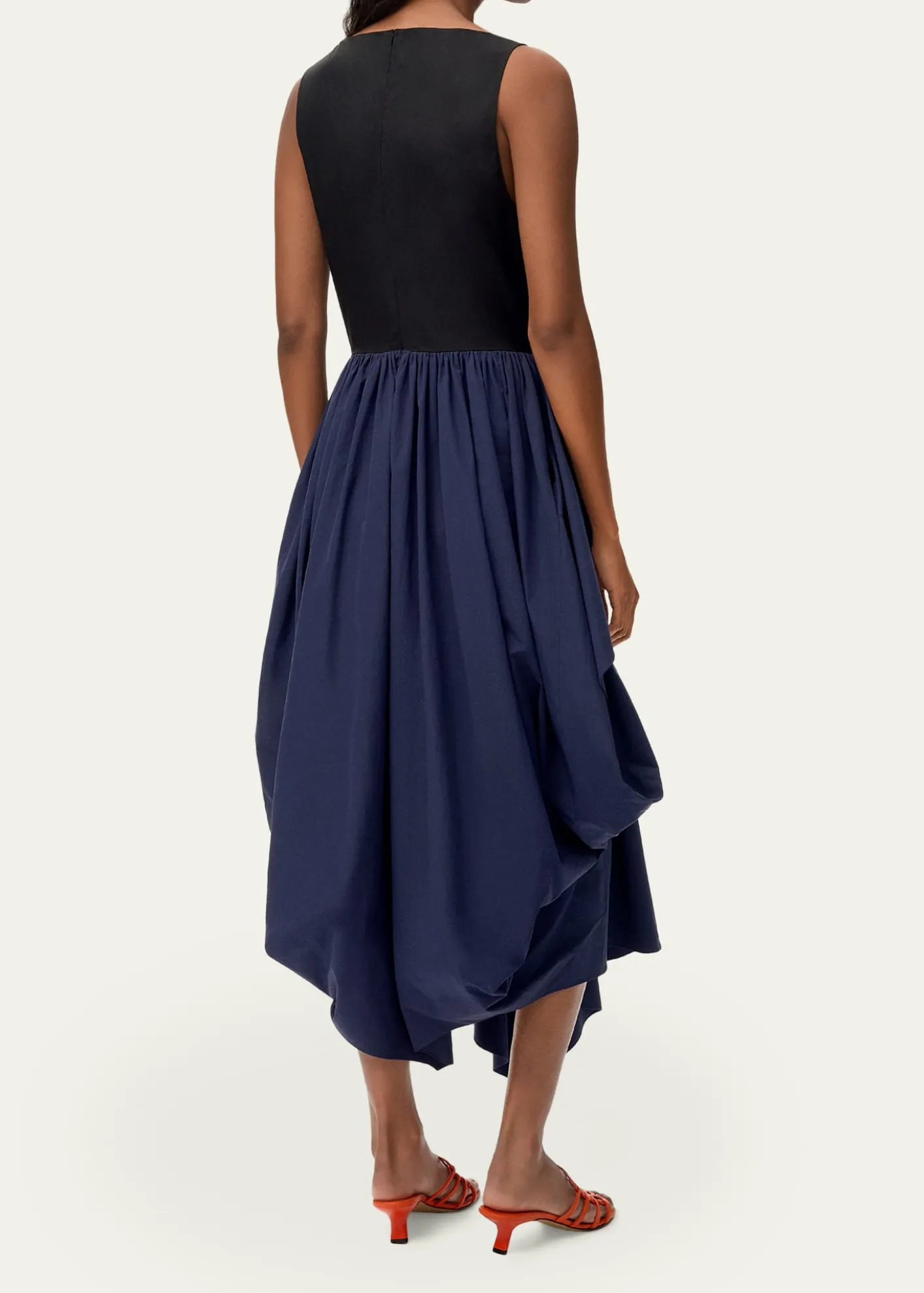 Loewex Paula's Ibiza Asymmetric Ruffle Cotton Sleeveless Midi Dress