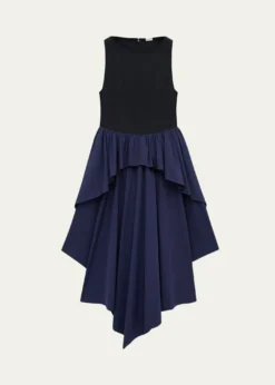 Loewex Paula's Ibiza Asymmetric Ruffle Cotton Sleeveless Midi Dress