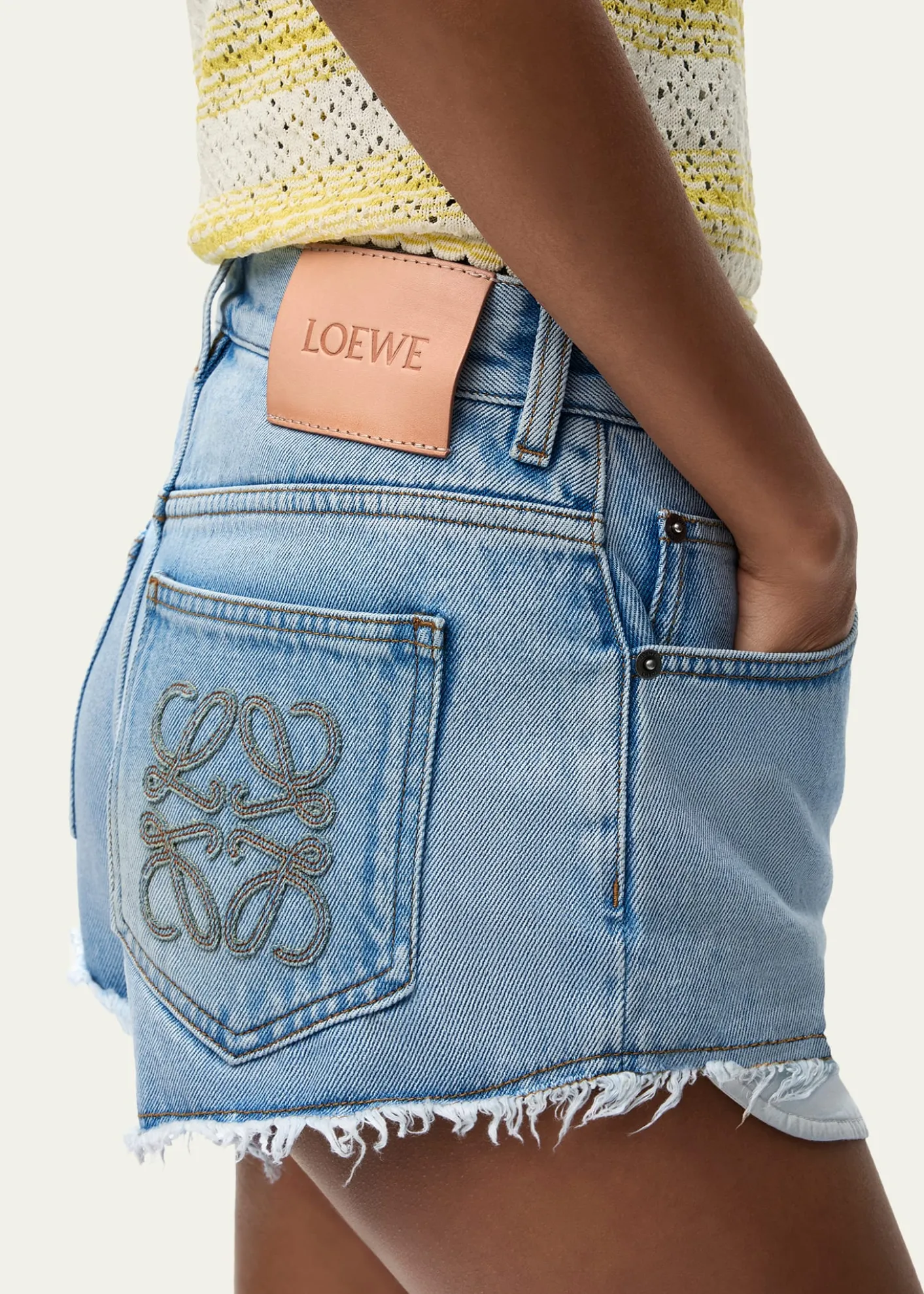 Loewex Paula's Ibiza Cotton Anagram Frayed Cut-Off Shorts