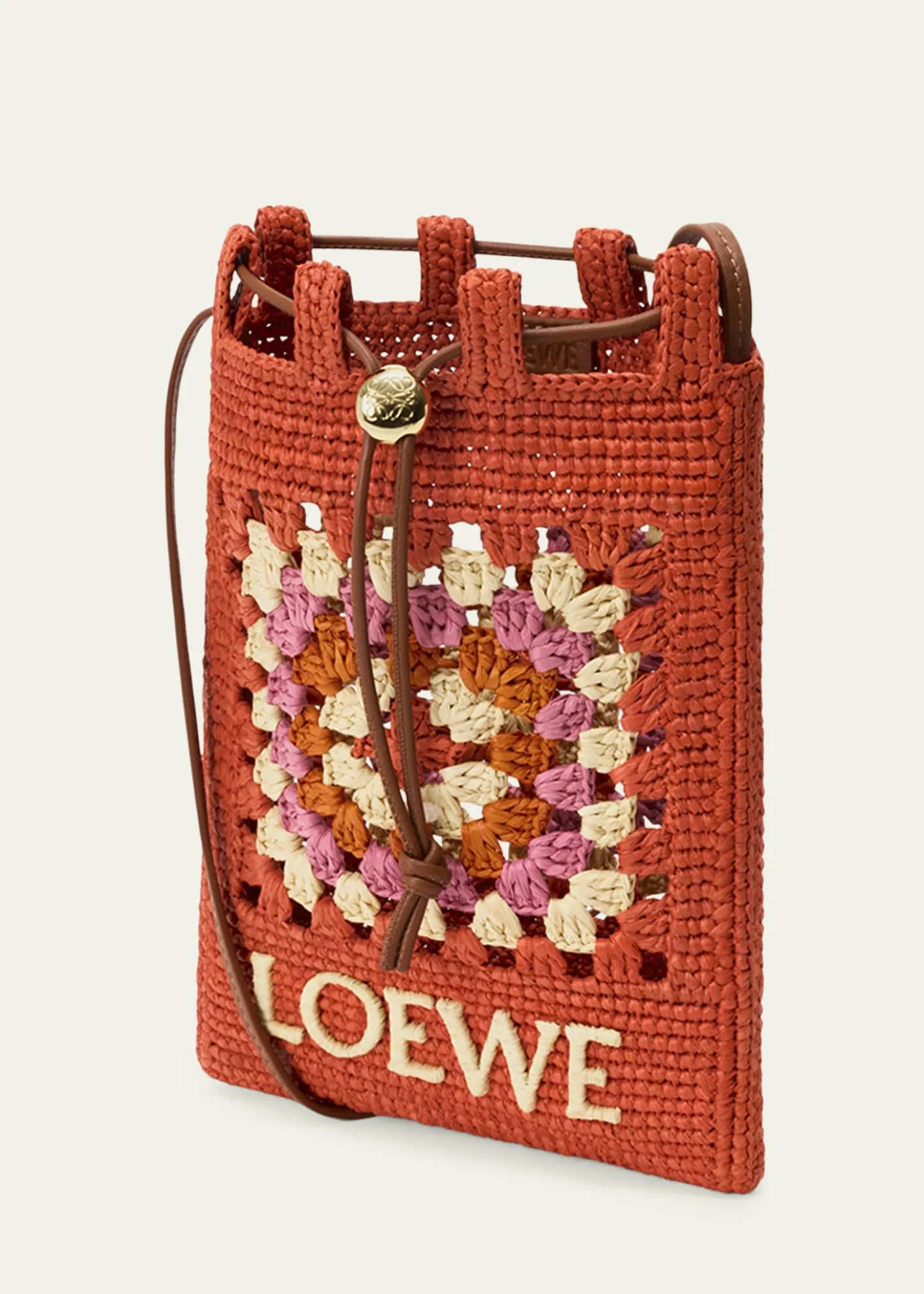 Loewex Paula's Ibiza Crochet Raffia Pocket Crossbody Bag