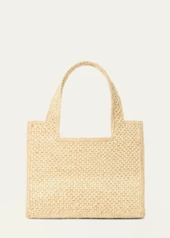 Loewex Paula's Ibiza Crystal Floral Applique Raffia Tote Bag