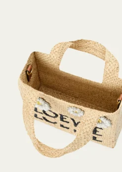 Loewex Paula's Ibiza Crystal Floral Applique Raffia Tote Bag