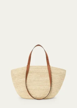 Loewex Paula's Ibiza Extra Large Eclipse Basket Bag in Raffia and Calfskin