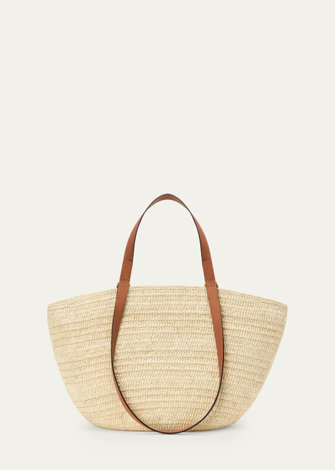 Loewex Paula's Ibiza Extra Large Eclipse Basket Bag in Raffia and Calfskin