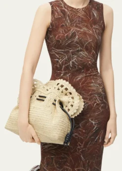 Loewex Paula's Ibiza Flamenco Medium Ruffled Clutch Bag in Raffia