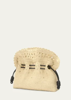 Loewex Paula's Ibiza Flamenco Medium Ruffled Clutch Bag in Raffia
