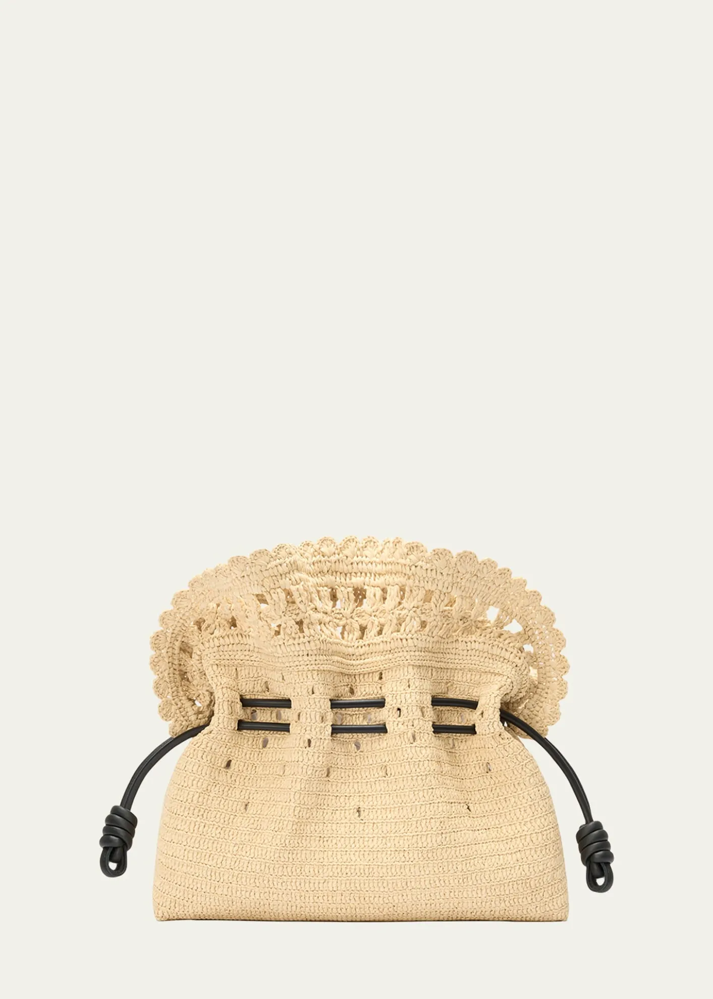 Loewex Paula's Ibiza Flamenco Medium Ruffled Clutch Bag in Raffia