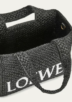 Loewex Paula's Ibiza Font Logo Small Tote Bag in Raffia