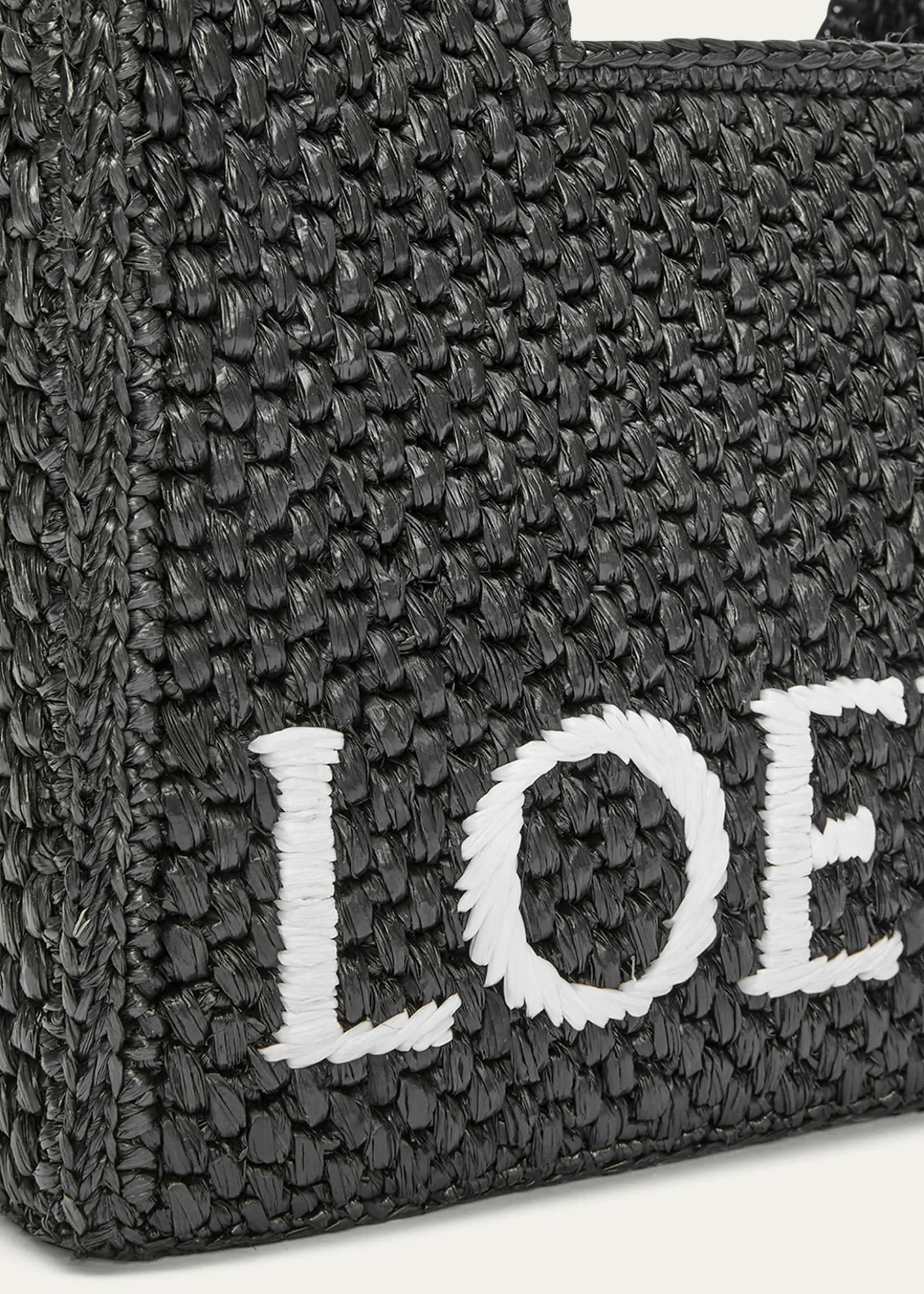 Loewex Paula's Ibiza Font Logo Small Tote Bag in Raffia