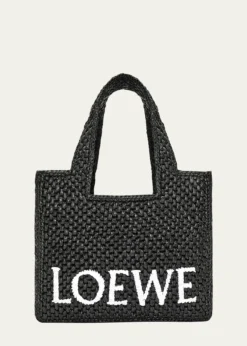Loewex Paula's Ibiza Font Logo Small Tote Bag in Raffia