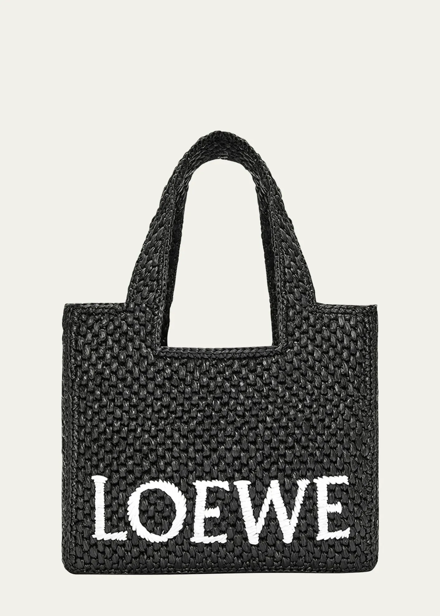 Loewex Paula's Ibiza Font Logo Small Tote Bag in Raffia