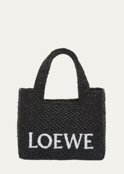 Loewex Paula's Ibiza Font Logo Mini Tote Bag in Raffia