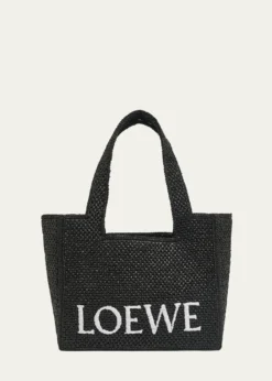 Loewex Paula's Ibiza Font Logo Medium Tote Bag in Raffia