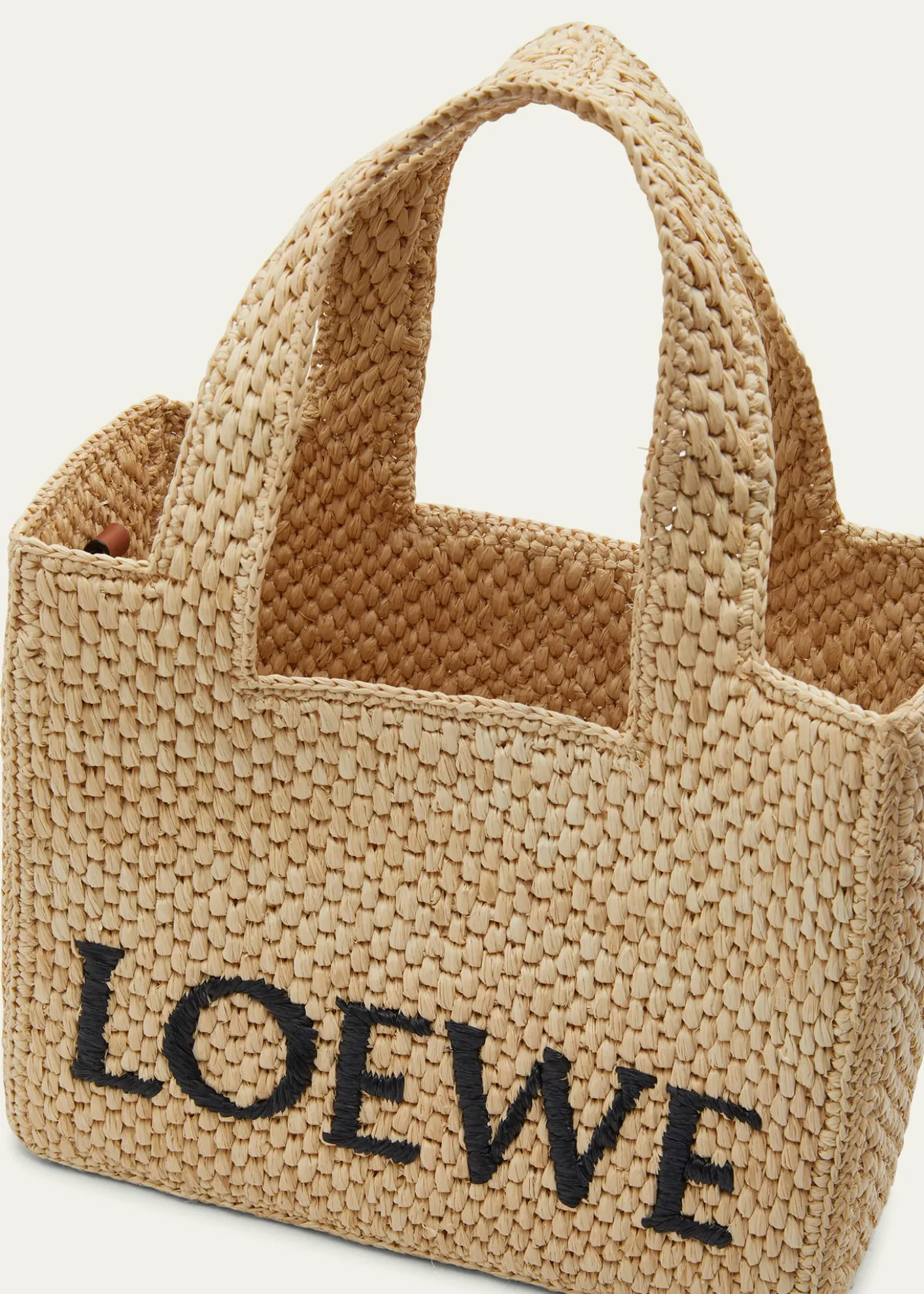 Loewex Paula's Ibiza Font Logo Small Tote Bag in Raffia