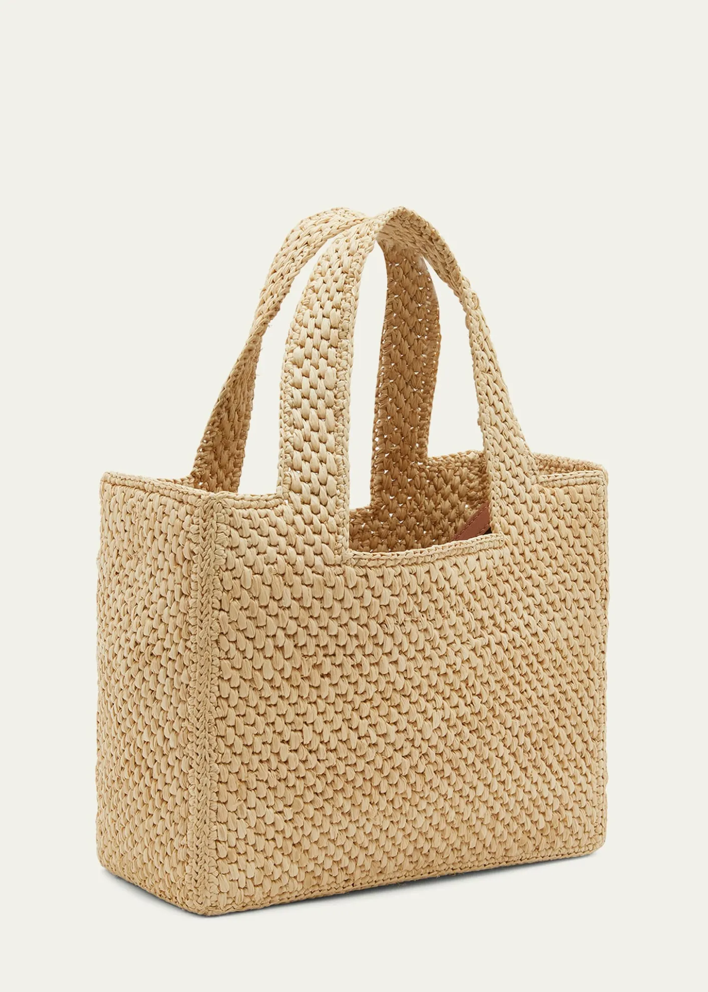 Loewex Paula's Ibiza Font Logo Small Tote Bag in Raffia