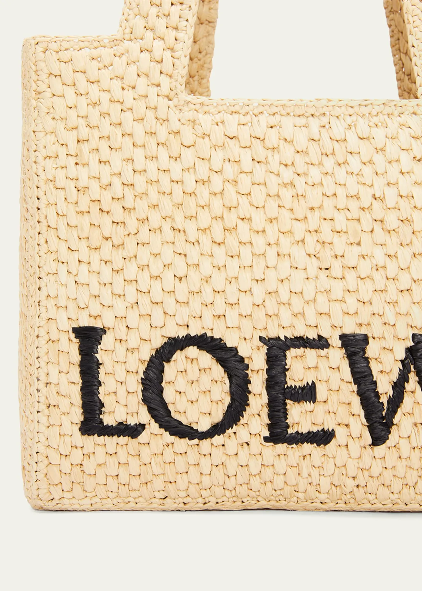 Loewex Paula's Ibiza Font Logo Small Tote Bag in Raffia