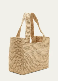 Loewex Paula's Ibiza Font Logo Medium Tote Bag in Raffia