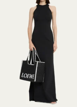 Loewex Paula's Ibiza Font Logo Large Tote Bag in Raffia