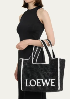 Loewex Paula's Ibiza Font Logo Large Tote Bag in Raffia