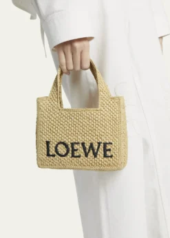 Loewex Paula's Ibiza Font Logo Mini Tote Bag in Raffia