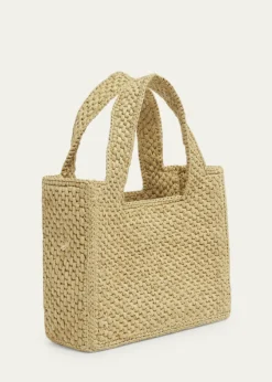 Loewex Paula's Ibiza Font Logo Mini Tote Bag in Raffia