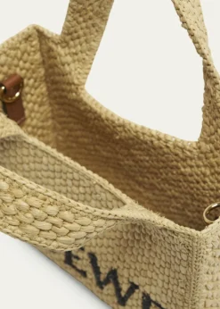 Loewex Paula's Ibiza Font Logo Mini Tote Bag in Raffia