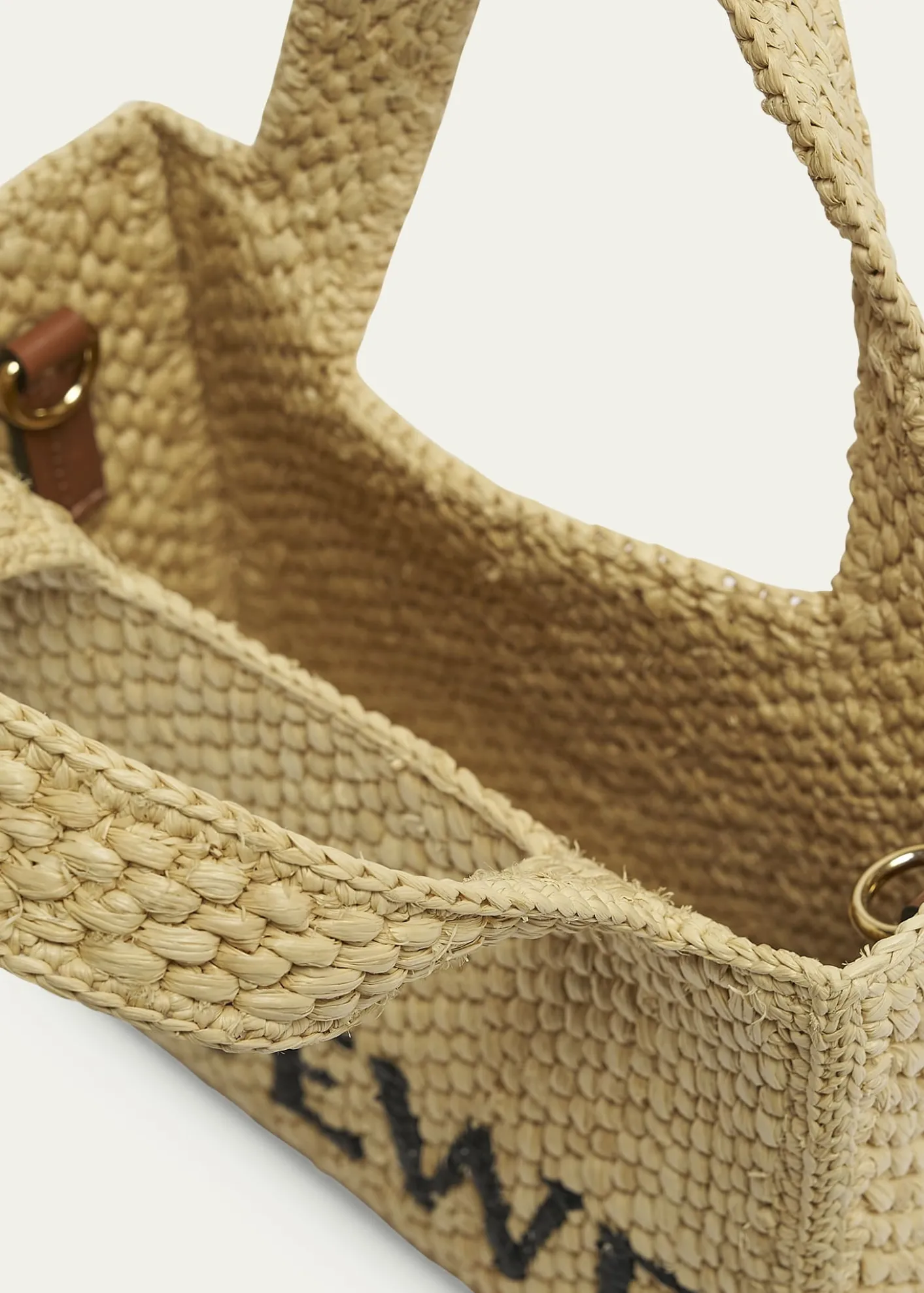 Loewex Paula's Ibiza Font Logo Mini Tote Bag in Raffia