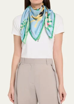 Loewex Paula's Ibiza Frog-Print Silk Scarf