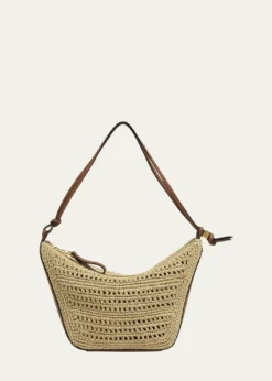 Loewex Paula's Ibiza Hammock Mini Hobo Bag in Raffia with Leather Strap