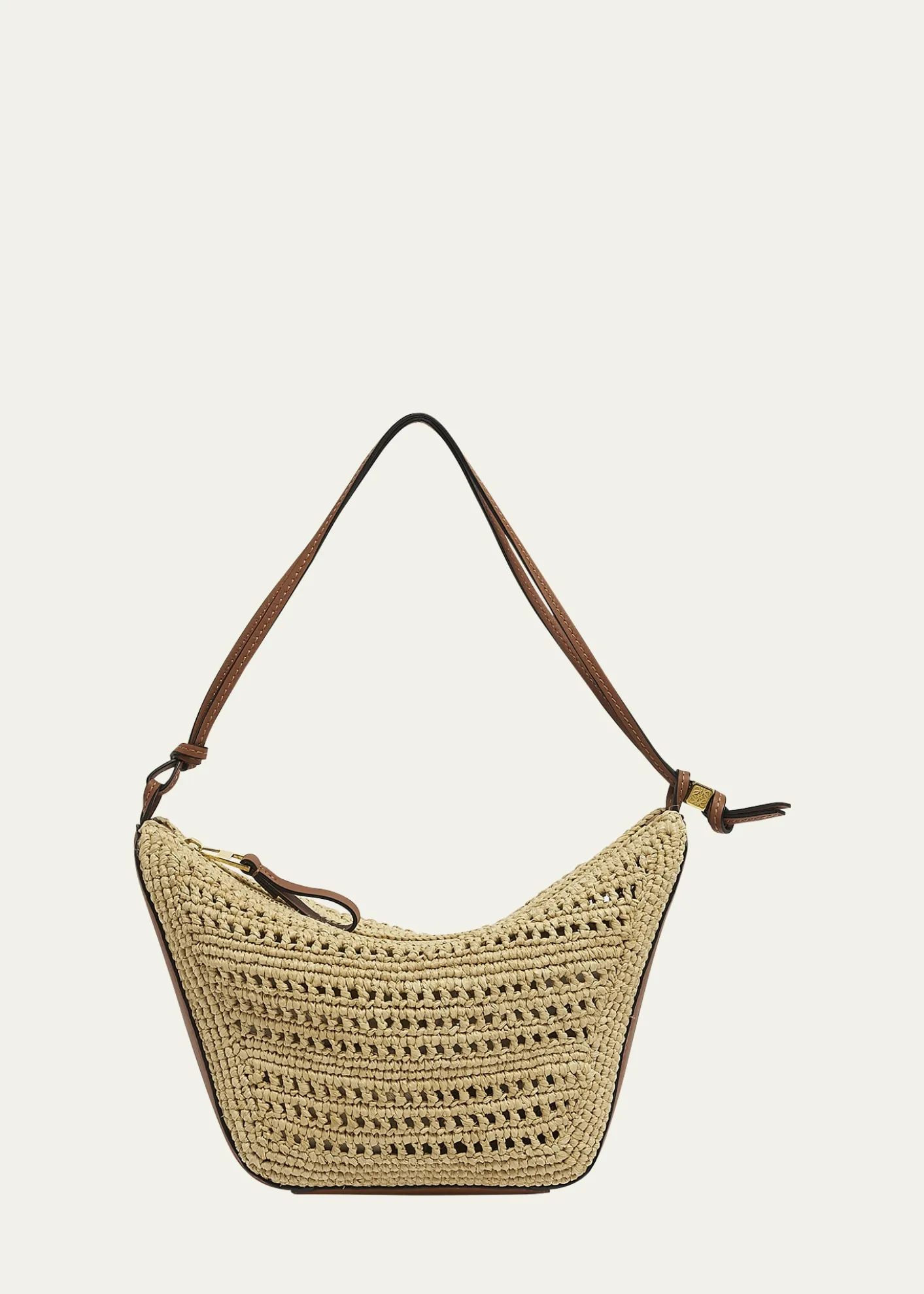 Loewex Paula's Ibiza Hammock Mini Hobo Bag in Raffia with Leather Strap