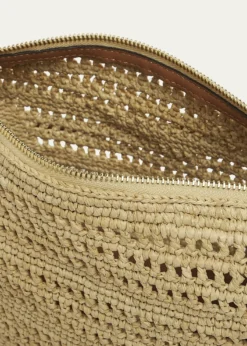 Loewex Paula's Ibiza Hammock Mini Hobo Bag in Raffia with Leather Strap