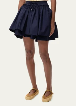 Loewex Paula's Ibiza Layered Cotton Drawstring Mini Skirt