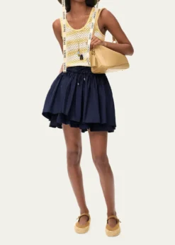 Loewex Paula's Ibiza Layered Cotton Drawstring Mini Skirt