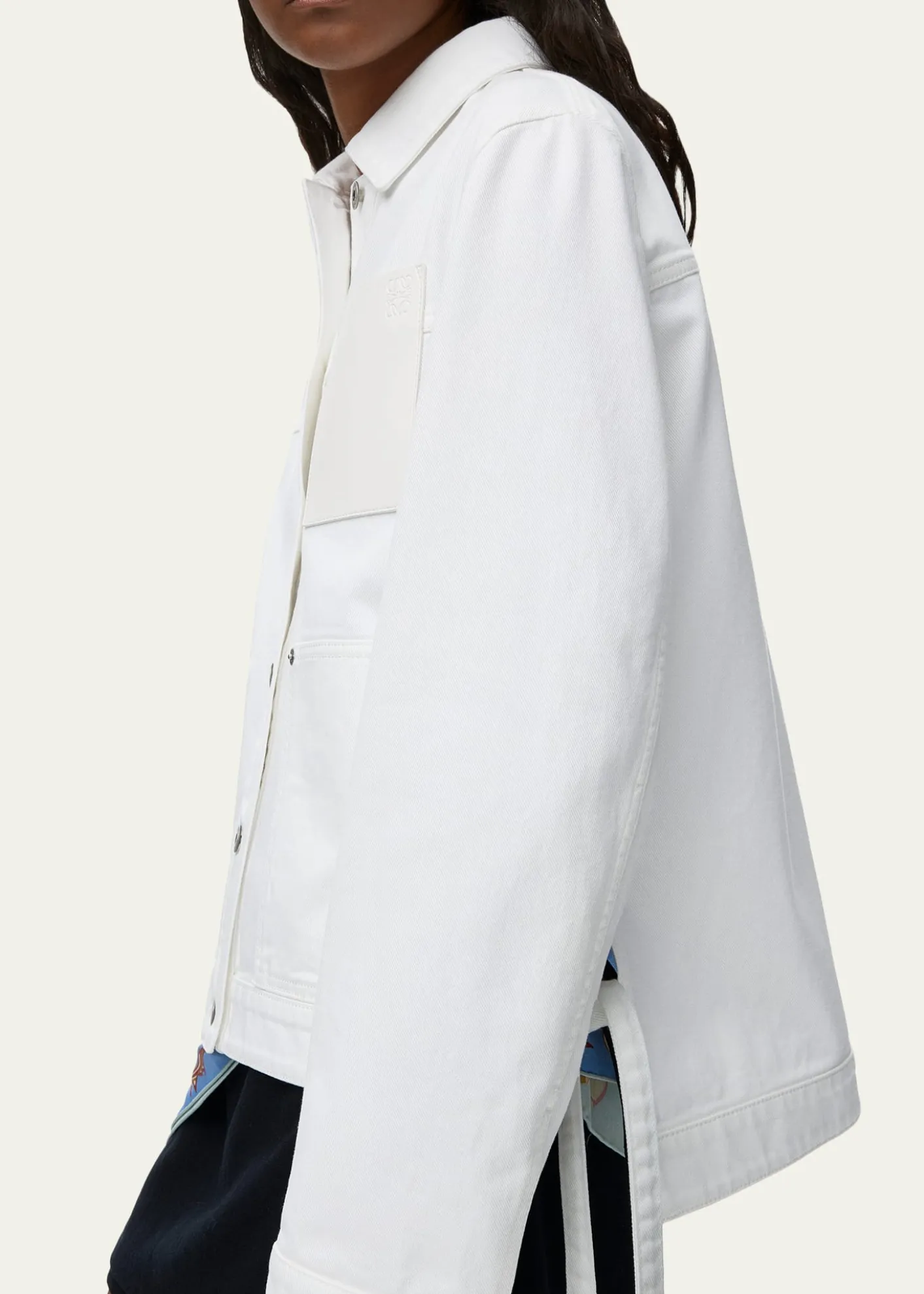 Loewex Paula's Ibiza Leather-Pocket Denim Workwear Jacket
