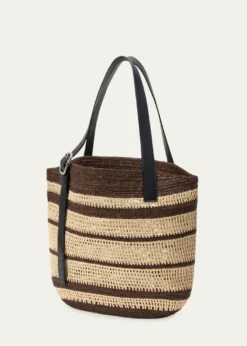 Loewex Paula's Ibiza Loop Striped Raffia Basket Tote Bag
