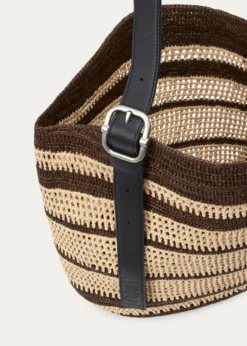 Loewex Paula's Ibiza Loop Striped Raffia Basket Tote Bag