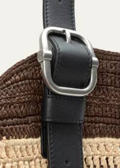 Loewex Paula's Ibiza Loop Striped Raffia Basket Tote Bag