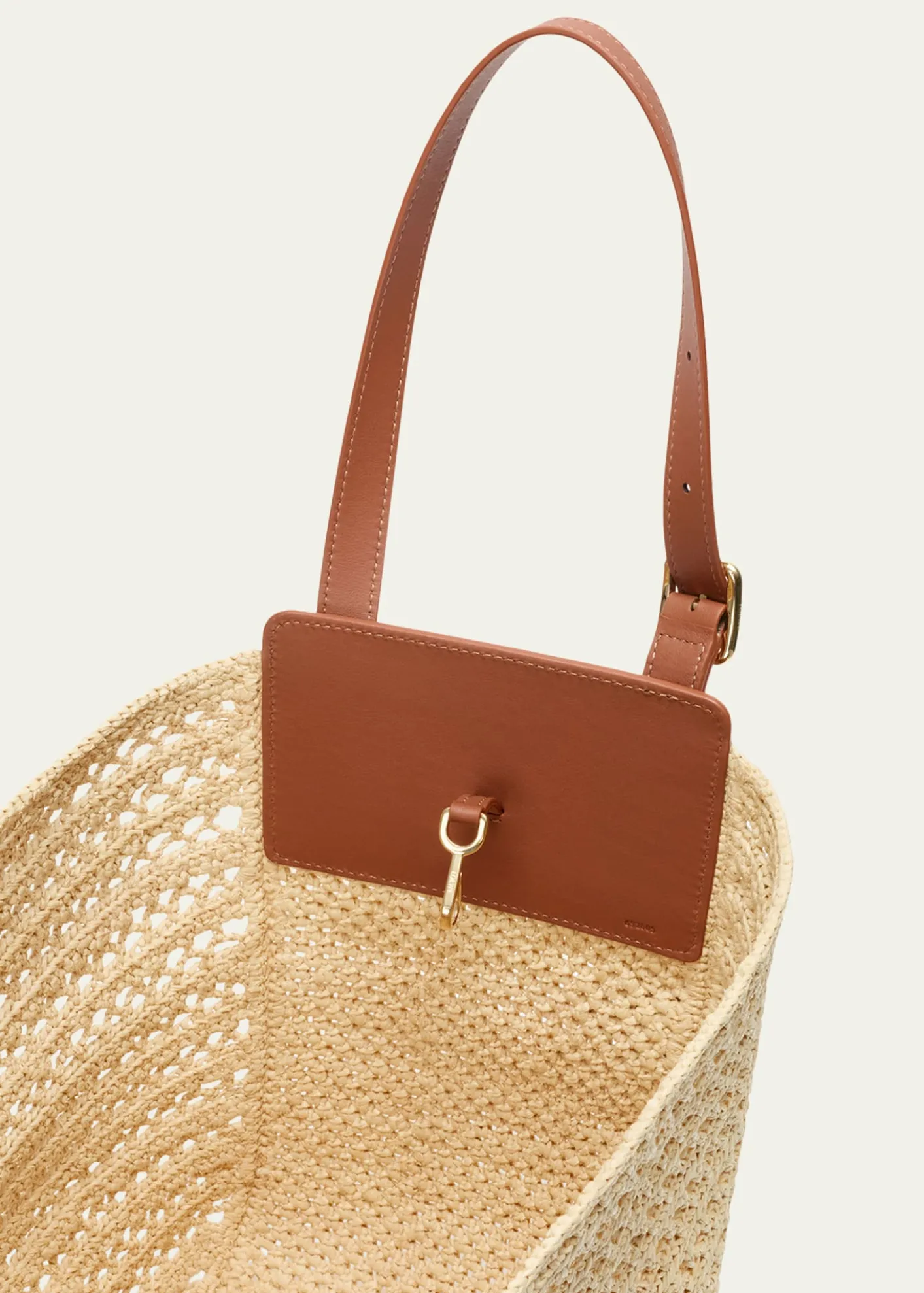 Loewex Paula's Ibiza Medium Hammock Cabas Bag in Raffia and Calfskin